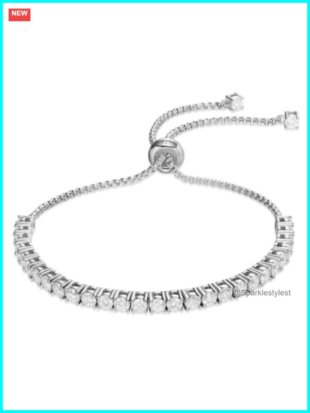 Moissanite Tennis Bracelet Adjustable 925 Sterling Silver Plated